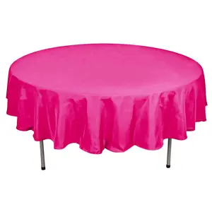 Polyester 90" Round Tablecloth Fuchsia - Stain & Wrinkle-Resistant Table Cover