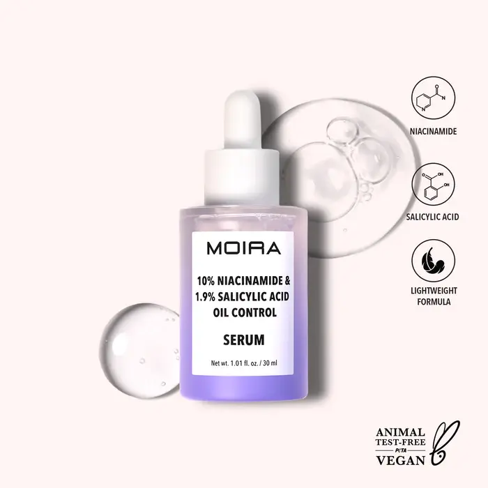 MOIRA Salicylic Acid Oil Control Serum, Lightweight Gel, Daily Hydrating Formula for Smoother Skin