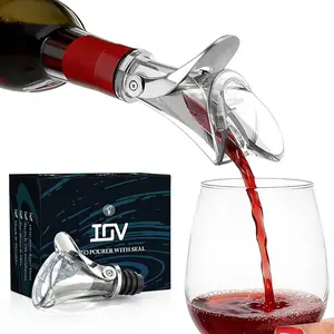 IOV Wine Bottle Pourer, Upgraded Sealing Wine Stopper with Dust Caps, Auto Flip Pourer Spout for Liquor, Olive Oil, Vinegar and Syrup, No-Drip Wine Accessories Gift for Wine Lovers