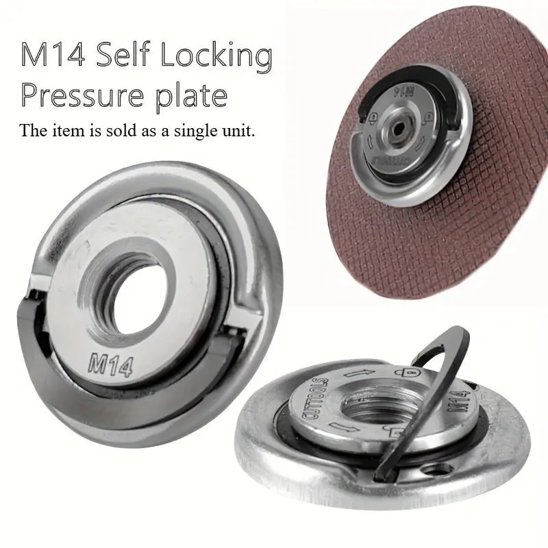 M14 self-locking nut - right-hand threaded fastener with grip, used for precision locking and quick release of angle grinders, Angle grinding tools, angle grinder accessories, safety locking mechanisms, and structures, Power Tools