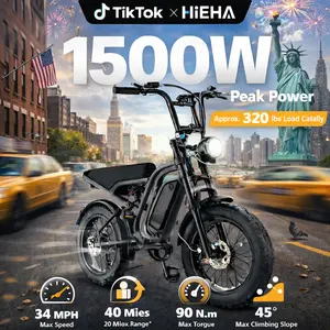 HIEHA 1500W Electric Bike  34MPH Top Speed, Full Suspension Ebike with 48V Removable Battery & Fat Tires