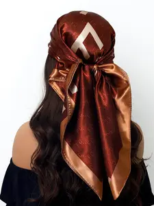 New Fashion Scarf for Women, 35.4inch Square Travel Shawl, Luxurious Print Silk Scarf, All-Season Neck Wrap, 90x90cm