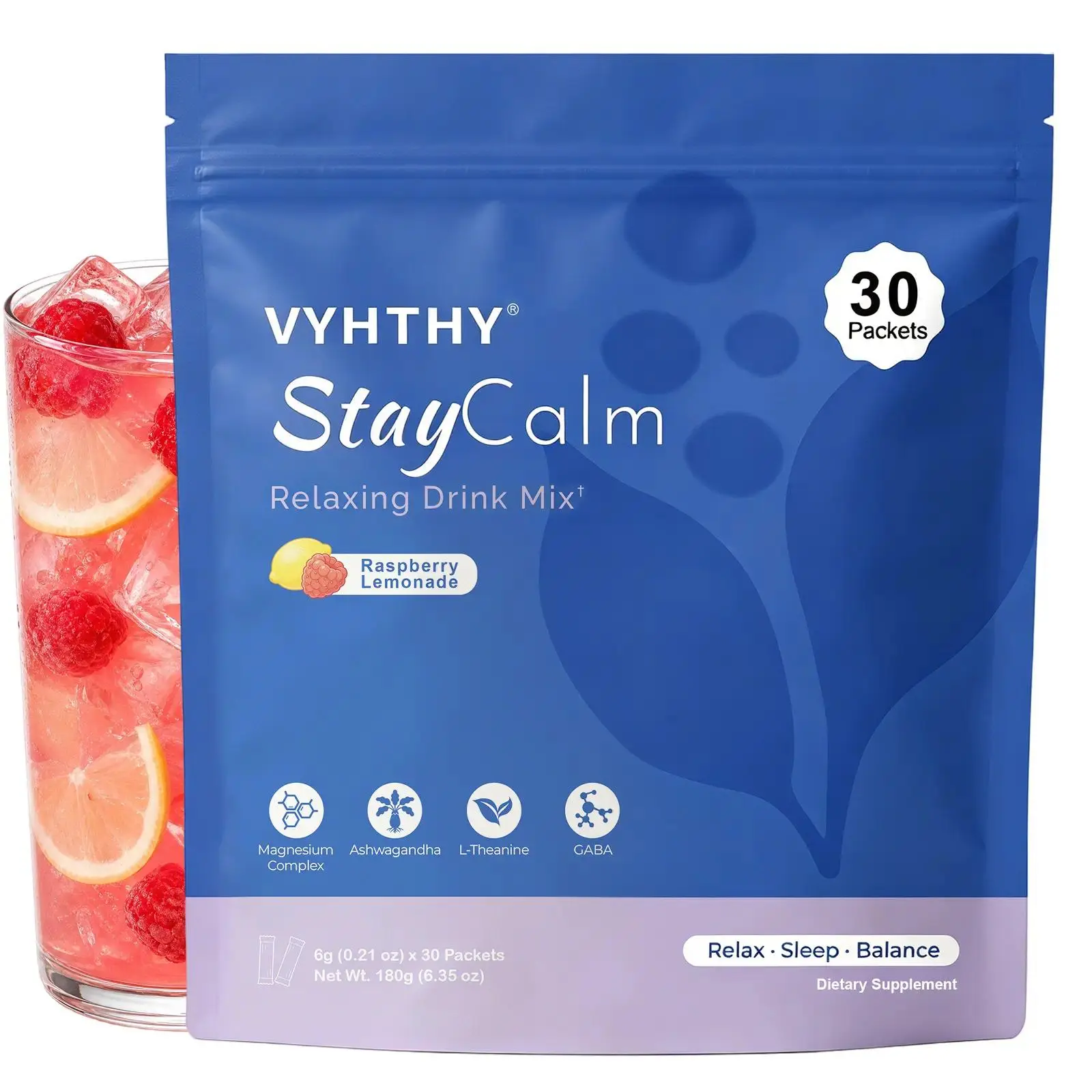 VYHTHY Magnesium Complex Sparking Drink Mix - 8 Essential Magnesium Supplement with Ashwagandha, Saffron, Vitamin D3, GABA for Muscle Support