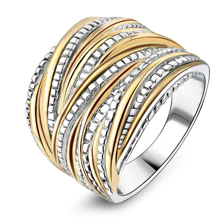Mytys Intertwined Crossover Statement Ring Chunky Cute Band Rings Fashionable Statement Jewelry For Woman Girl Gift