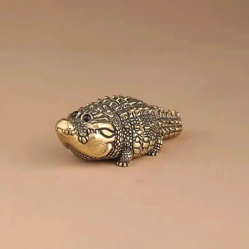 Cute Fat Copper Alligator Statue, Decorative Sculptures, Creative Desktop Decoration, Home Decor for Bedroom Office Bookshelf Living Room, Gift Collection Figurine, Collectible Home Decor, Decoration Figure
