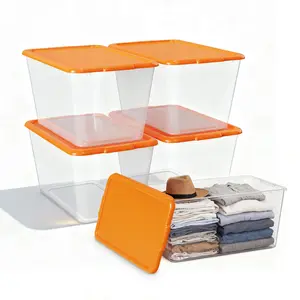 SimplyKleen 4-Pack 14.5 Gal Clear Stackable Storage Bins with Lids for Garage, Closet & Home Organization