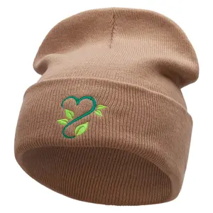 Vine of Love Embroidered 12 inch Acrylic Cuffed Long Beanie beanie