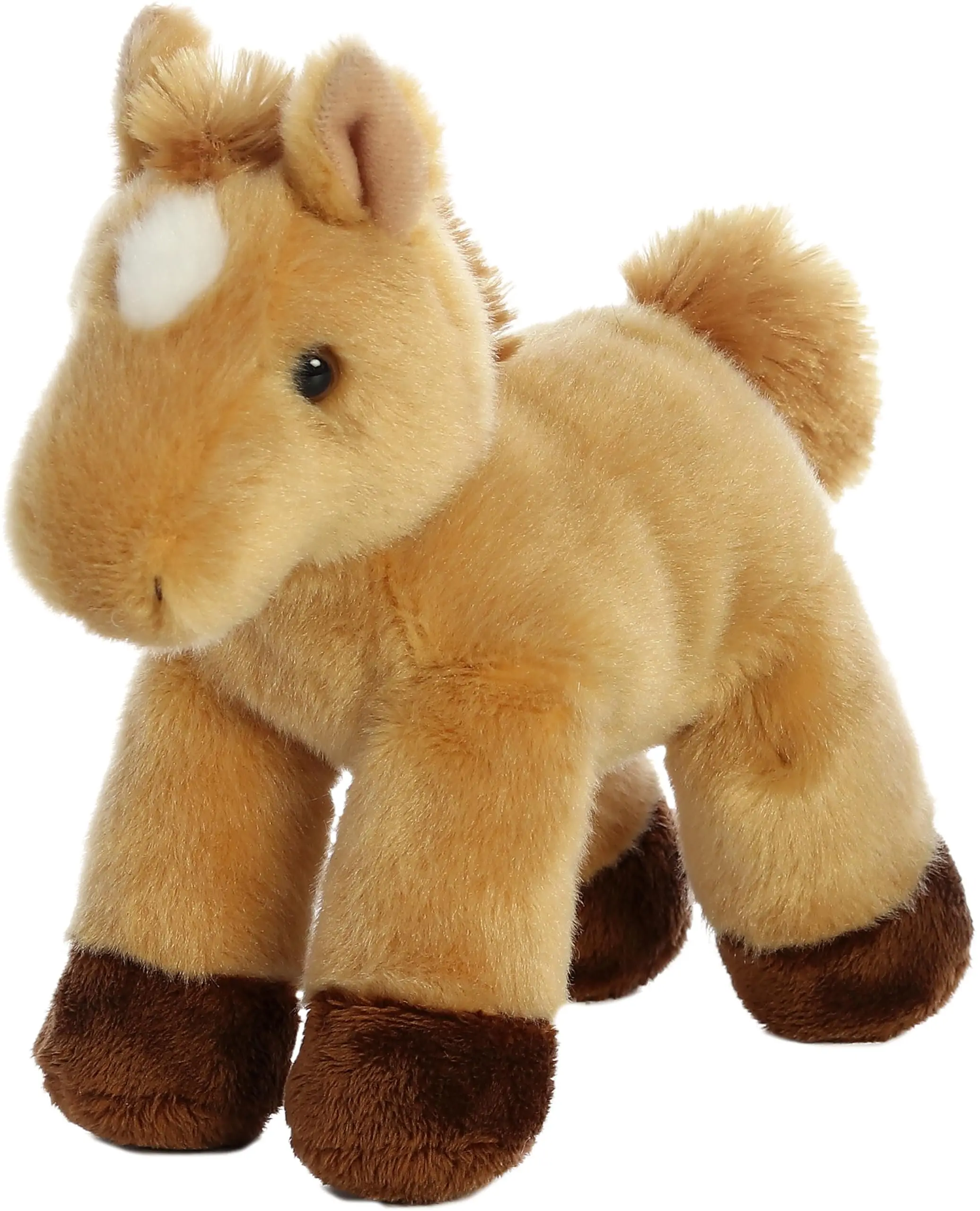 Aurora Mini Flopsie Prancer Plush Horse Stuffed Animal, Soft Caramel Brown with White Star, Bean Pellet Weighted, 8 Inches