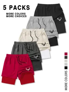 Men's Deer Horn Print Drawstring Waist Lightweight Sporty Shorts, Outdoor Workout Shorts, Casual Athletic Shorts, Regular Fit Casual Comfy Soft Breathable Shorts for Daily Outdoor Wear, Men's Bottoms for All Seasons