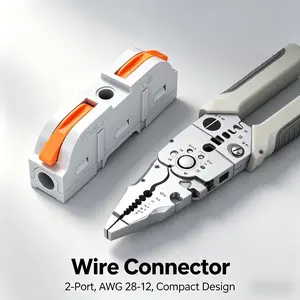 Wire Connector Assortment Kit with Wire Stripper & 50Pcs Lever Connectors for 28-12 AWG Wires, Safe Electrical Wiring for Home Office Factory