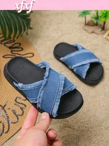 2026 Spring Summer Kids Sandals, Comfortable Durable Tassel Cross Strap Sandals, Suitable for Boys Girls Ages 3-12, Home School Party Beach, Casual Slipper