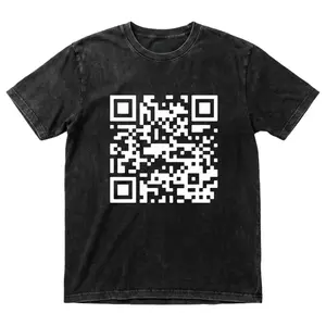 Funny FU QR Code T-Shirt Black Cotton Crew Neck Short Sleeve Casual Graphic Tee for Men Comfortable Versatile Everyday Wear Soft Stylish Streetwear Top