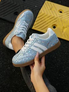 Women's Colorful Leopard Print Casual Shoes, Striped Decorative Design, Sweet Cool Girl Style, Lightweight Breathable Comfort, Commuter Shoes, Sneaker