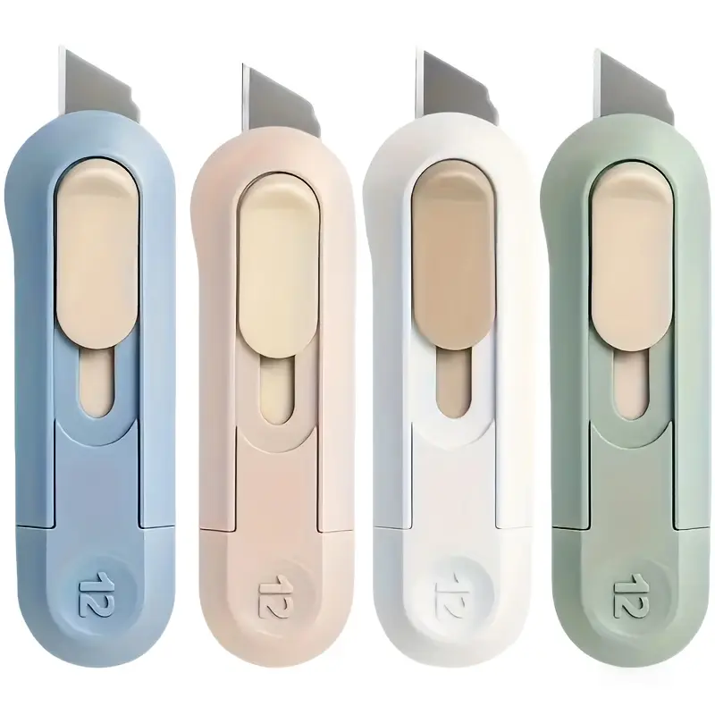 4/12pcs Titanium Alloy Utility Knife - Retractable Alloy Cutters with Safety Lock, Ergonomic Non-Slip Grip, Sharp Blade for Precision Crafting, Box Cutting, Home Office Use - Lightweight Durable Professional Cutter