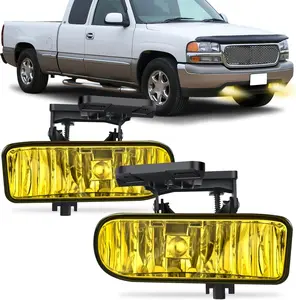 Nilight Fog Light Assembly Compatible with 1999 2000 2001 2002 GMC Sierra 1500 2500 2001-2002 Sierra 1500HD 2500HD 3500 2000-2006 Yukon Amber Lens