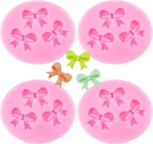 4 count Mini Fondant Bow Molds, Bow   Molds for Cake Decorating Cupcake Topper Gum Paste Polymer Clay