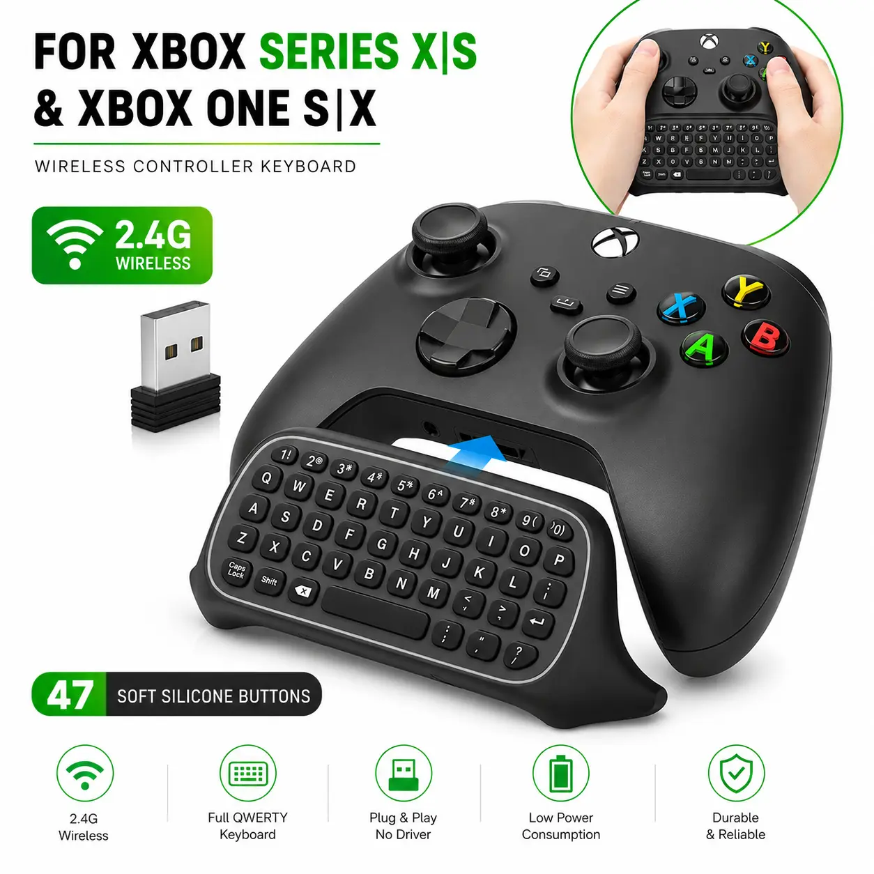 Wireless Controller Keyboard Mini Keypad Chatpad for Xbox Series X/S Controller