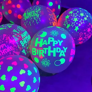 10/20pcs Transparent Fluorescent Balloons, UV Light Reactive Polka Dot Night Glow Wedding Birthday Party Decorations, Neon Balloon Set
