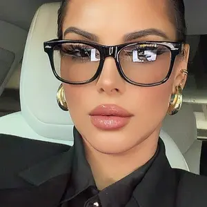 Crystal See Trough Square Clear Frames "Kylie" for Women Chic & Trendy Look Modern Aesthetic Comfortable Daily Wear Eyeglasses