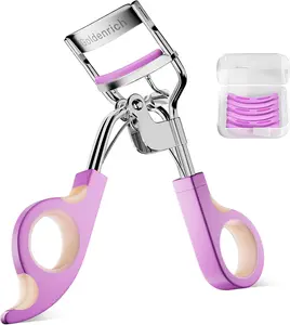Eye Lash Curler with 6 Boxed Replacement Pads, Goldenrich Eyelash Curlers Painless Perfect Curl, Nice and Easy to Identify, Valentine's Day for Her, Teenagers, Beauty Enthusiasts-Silver Purple Pink