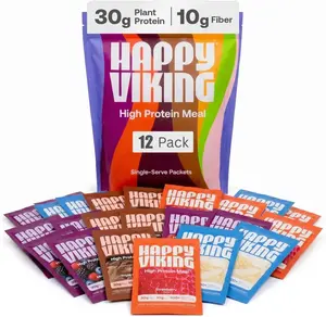 Happy Viking High Protein + Fiber Meal Single-Serve Variety (12 Count) | 30g Protein + 10g Fiber | Plant-Based, Vegan, Gluten-Free by Venus Williams