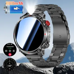 Smartwatch 1100mah Battery, 1.7-Inch Round Screen, Multifunctional Smart Watch, Outdoor Military Fitness Tracker, Wireless Call, 100+ Sports Modes, IP68 Waterproof, Wearable Smartwatch