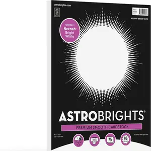 Astrobrights/Neenah Bright White Cardstock, 8.5" x 11", 65 lb/176 gsm, White, 75 Sheets (90905-02)