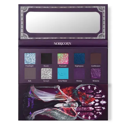 NOIRICORN x easy.ber SANCTUM BLOOM Multi-Shade Pressed Eyeshadow Palette - 9.5g High-Pigment Cosmetic with Shimmer Metallic,Pearl Finish for Goth Vibes,Vampire Aesthetic Sparkly Creative Makeup