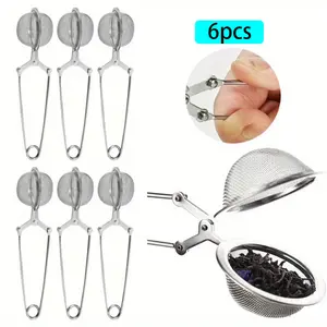 6 Pcs Tea Strainers for Loose Tea,Tea Infuser with Handle Fine Mesh Tea Ball Filter Tea Diffusers Steeper for Loose Leaf Tea, Spices, Seasonings Sturdy Gold