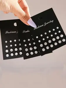 12/24/36 Pairs Unisex Elegant Rhinestone Stud Earrings, Minimalist Trendy Exquisite Stud Earrings, Fashionable Jewelry As Birthday Gift for Friends