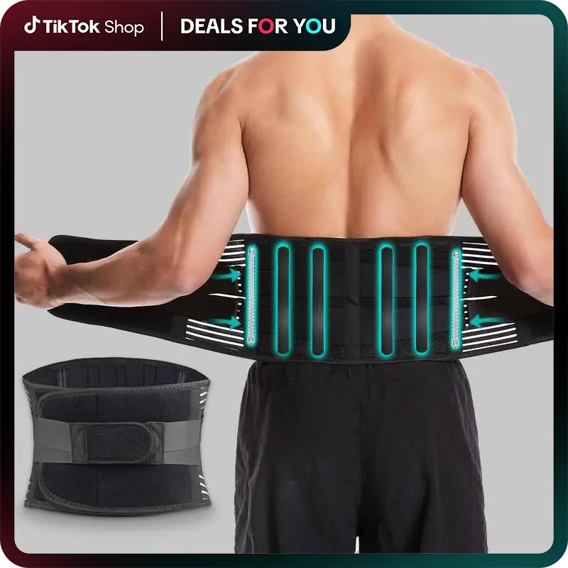 IYDOAMEA Unisex Adjustable Anti-Skid Lumbar Back Brace - 6 Stays, Breathable Elastic Mesh, 16-Hole Adjust, 4-Way Stretch, Slim Contour, Soft PVC Grips, Sciatica Relief For Work