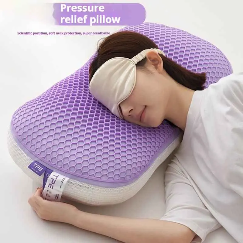 Breathable TPE Pectin Orthopedic Pillow for Neck Pain | Zero Pressure Honeycomb Gel Sleeping Pillow