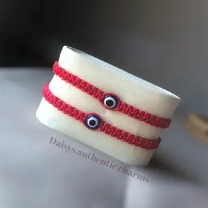 Daisys Authentic Charms Simple Evil Eye with Red String Bracelet - Red Cord & Black Evil Eye Design