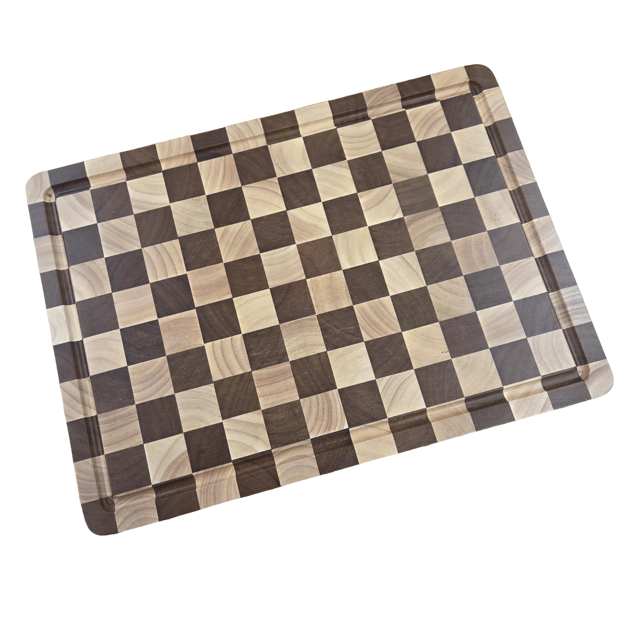 End Grain Checkerboard Pattern Wood Cutting Board - Reversible Solid Wood Country Style Wooden