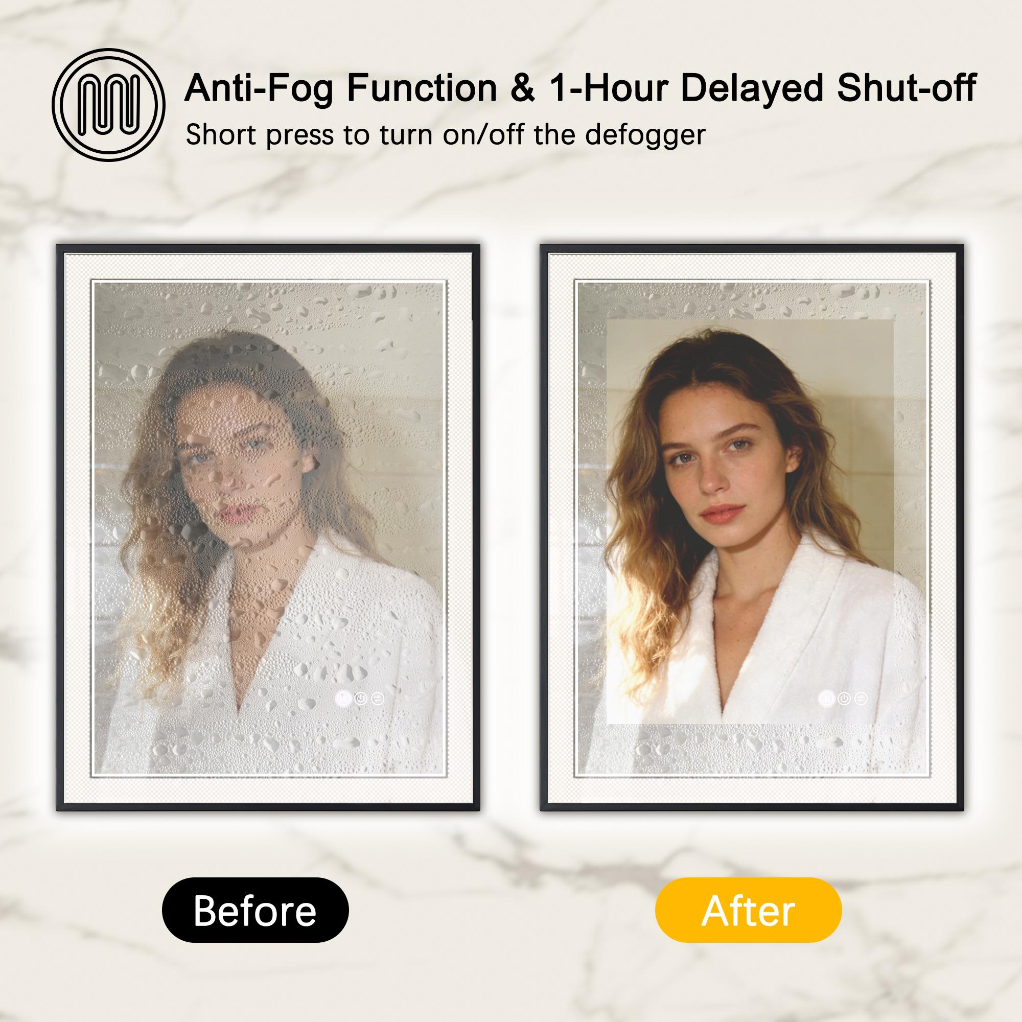 Adjustable LED Bathroom Mirror 3 Color Temperature 3500K/4500K/6500K Dimmable Shatterproof Wall Mounted Vanity Mirror 24x32/24x36/32x40 Inch for Bathroom Renovation