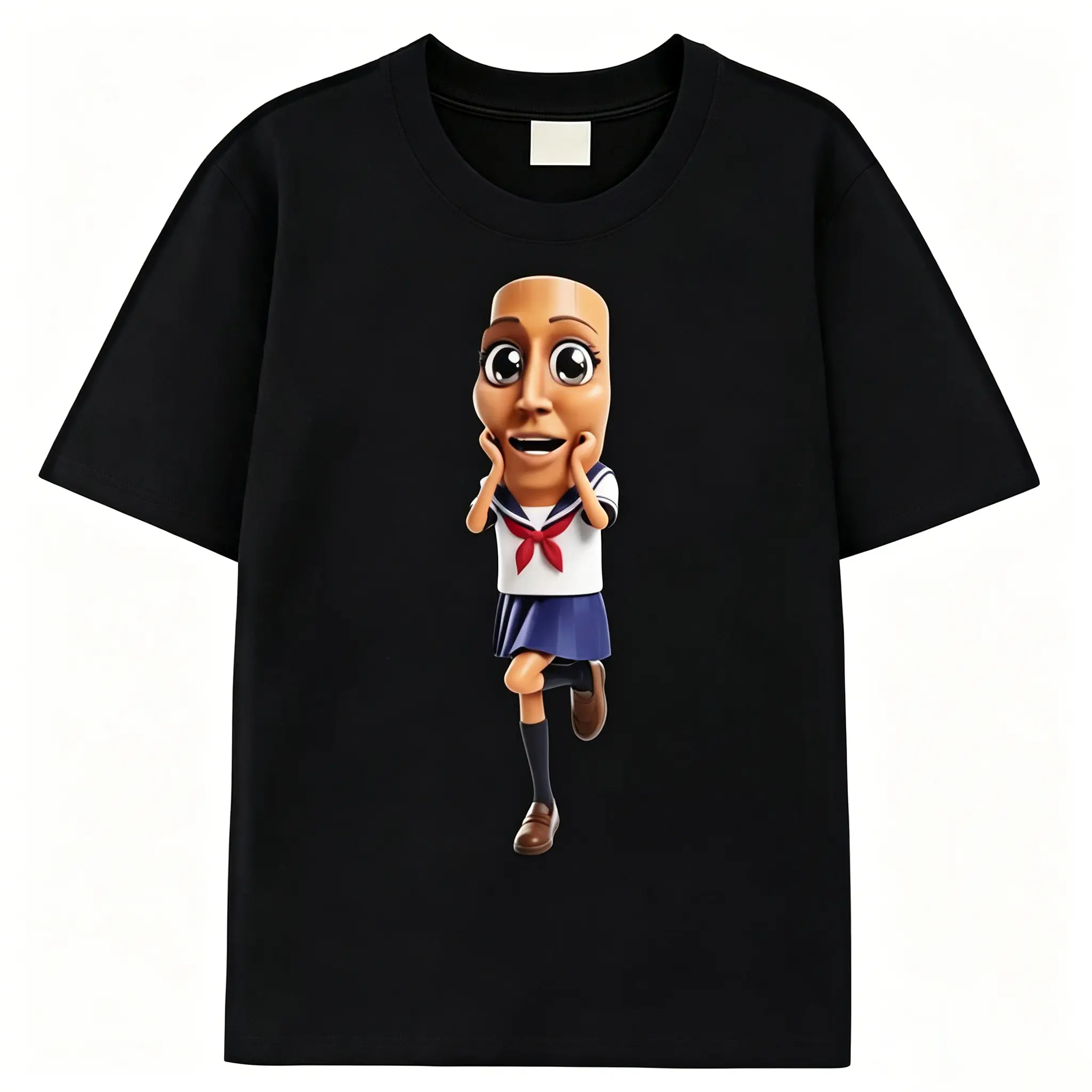 Shortsleeve T-shirt with Funny TungTung Tung Sahur Print, Casual Streetwear Top for Summer Parties and Outings, Tshirt