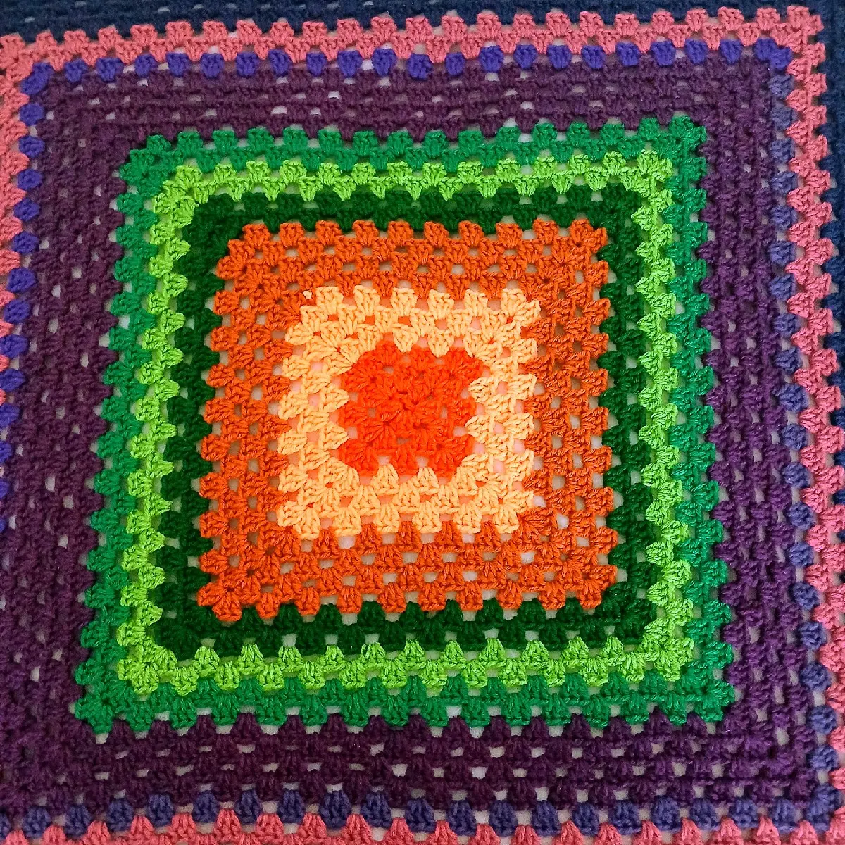 Granny Square Multi Color Blanket - Soft and Plush Design, 48" Length by 43" Width, Handmade Crochet, Ideal for Cuddling and Comfort