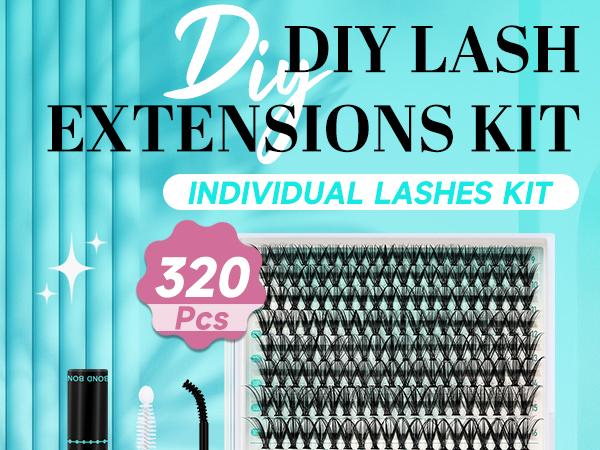 【Buy One Get One Free】AMZGIRL LASH 320 Clusters DIY Cluster Lash Extension Kit - Waterproof, Bond & Seal, 30D+40D Eyelashes, Makeup Cosmetic