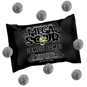 Barnetts Mega Sour Candy Zombie Bombz Snack - 104g/3.7oz Handmade British Hard Sweets - Extreme Sour Challenge - Retro Party Bag, Gift Hamper Treats