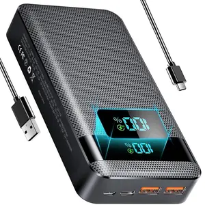 20000mah Portable Charger, Digital Display Power Bank, Mobile Phone Charger with Type-C / USB A Output Suitable for iPhone Android Samsung Etc.