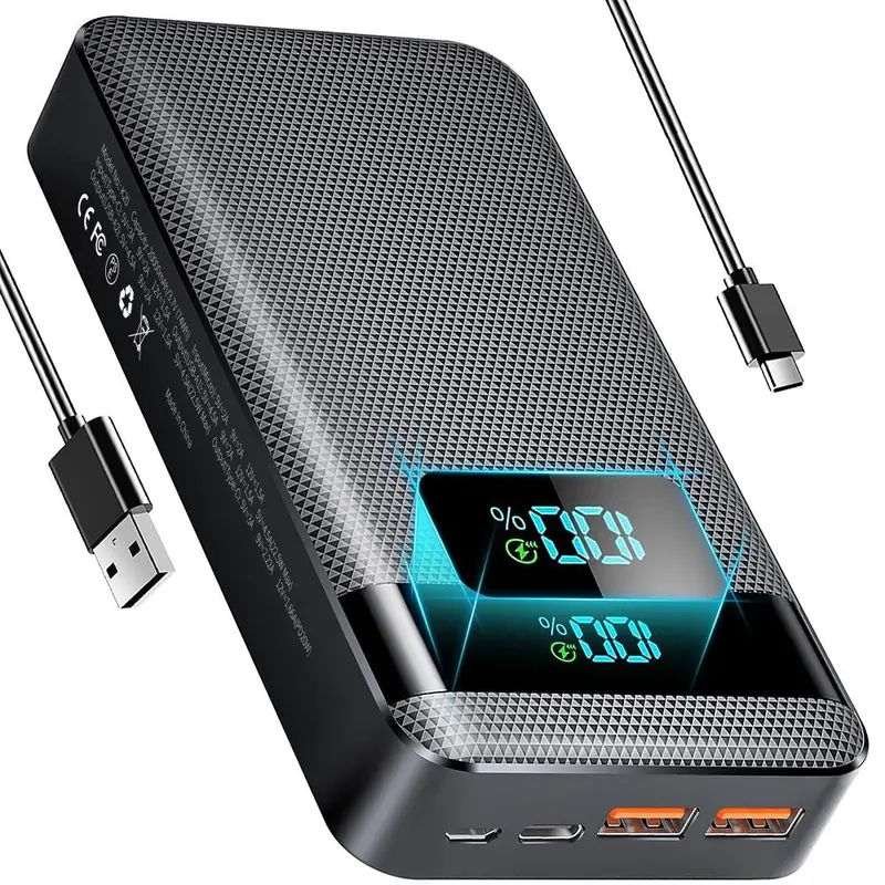 20000mah Portable Charger, Digital Display Power Bank, Mobile Phone Charger with Type-C / USB A Output Suitable for iPhone Android Samsung Etc., Comprehensive Safety System