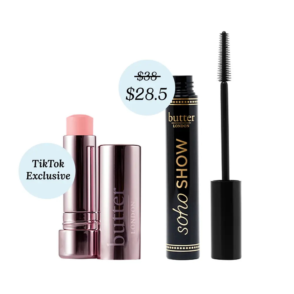butter LONDON Lips and Lashes Duo - 2-Piece Clean Beauty Essentials for Effortless Everyday Glam Mascara Makeup Kit Set