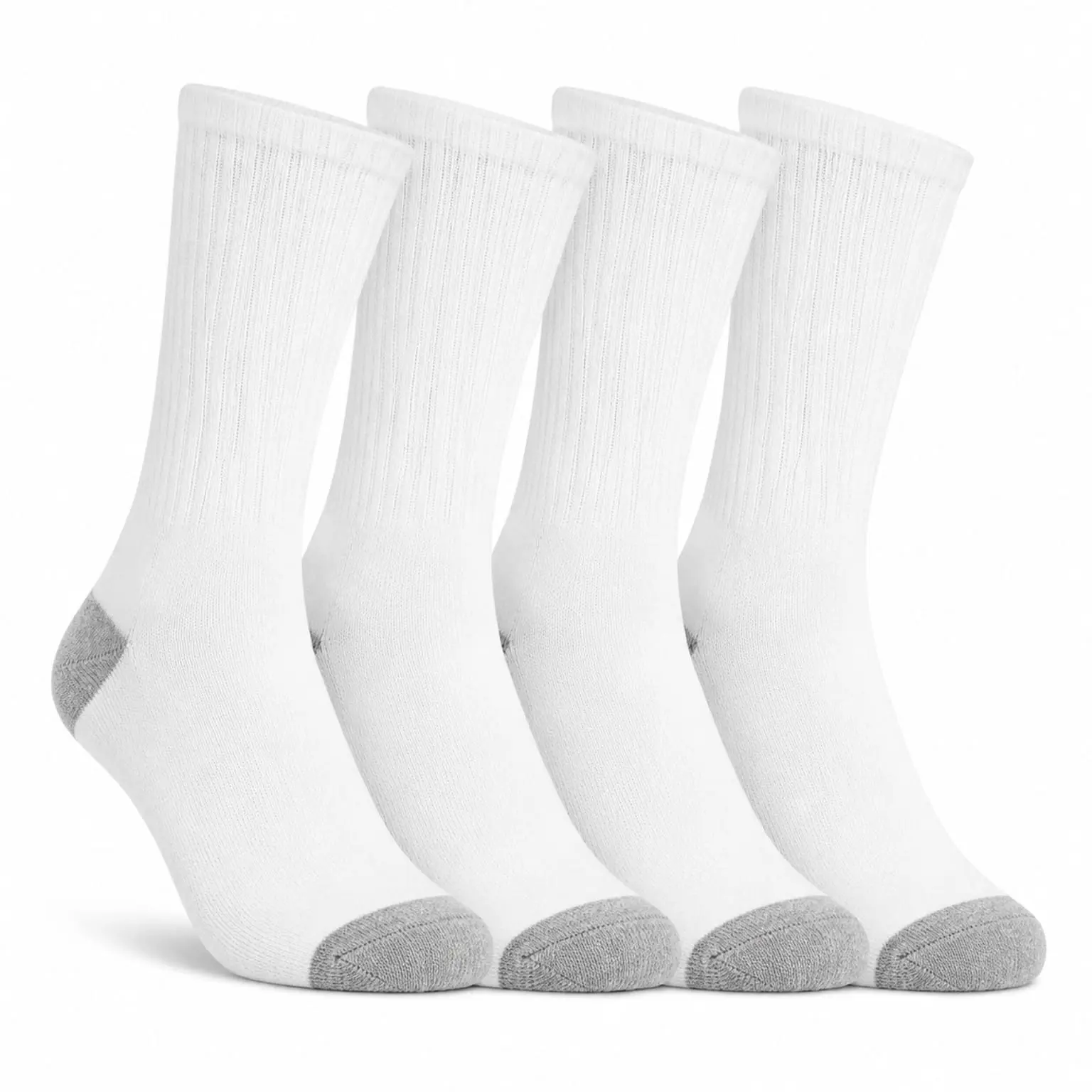12 Pairs Men's Solid Cotton Crew Socks - Cushioned Athletic Work & Sports Socks (Sizes 9-11 & 10-13)