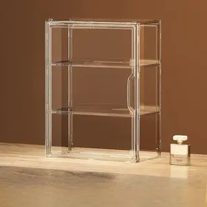 Portable Display Cabinet Organizer with Snap-On Lid, Transparent Acrylic Storage Box for Cosmetics, Toys, Jewelry, Collectibles, Figures, Figurine, Collectible Figurines