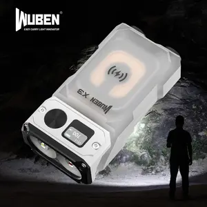 WUBEN Flashlight with Charging Base，180 Degree EDC Flashlight  emergency flashing lights Twist Ip65 Waterproof Magnet Pocket Flashlight 10 Mode Type-C Lanyard for Camping, Outdoor,Inspection