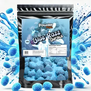 PowderPops Sour Blue Razz Gusher Bursts 6OZ - Viral Gummy Candy - Sweet & Sour Fruit Snack