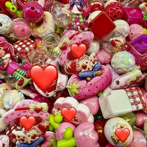 DIY Bead Mix - Strawberry Themed Assorted Beads for Crafting and Jewelry Making