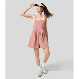Halara Women's Casual Waffle Overalls with Adjustable Strap Button, Multiple Pockets & Plicated Design