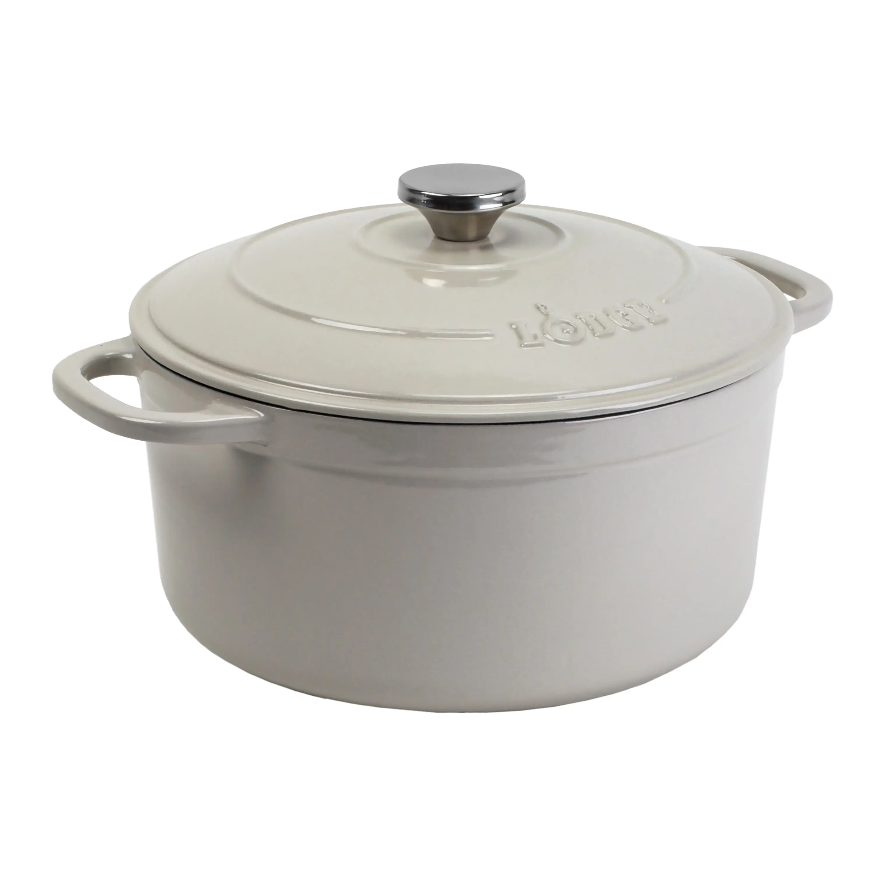 Lodge Cast Iron 5.5qt Oyster White Enameled Dutch Oven, White