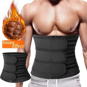 1/2 Pack Menswear Sweat Body Shaper Mens Waist Trainer Sports Fitness Sauna Girdle Shapewear Gym 3-Belt Compression Tummy Control Workout Breathable Athletic Trimmer Bands Fabric Day Polyester Bestie